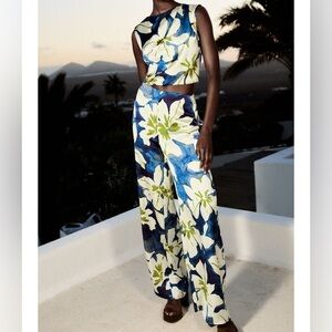 Zara Blue and Green Floral Jumpsuit